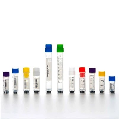 {{0}},5 ml, 1.0 ml, 1,5 ml, 2,0 ml kriogēnie flakoni — vairāki svītrkodi CryoKING