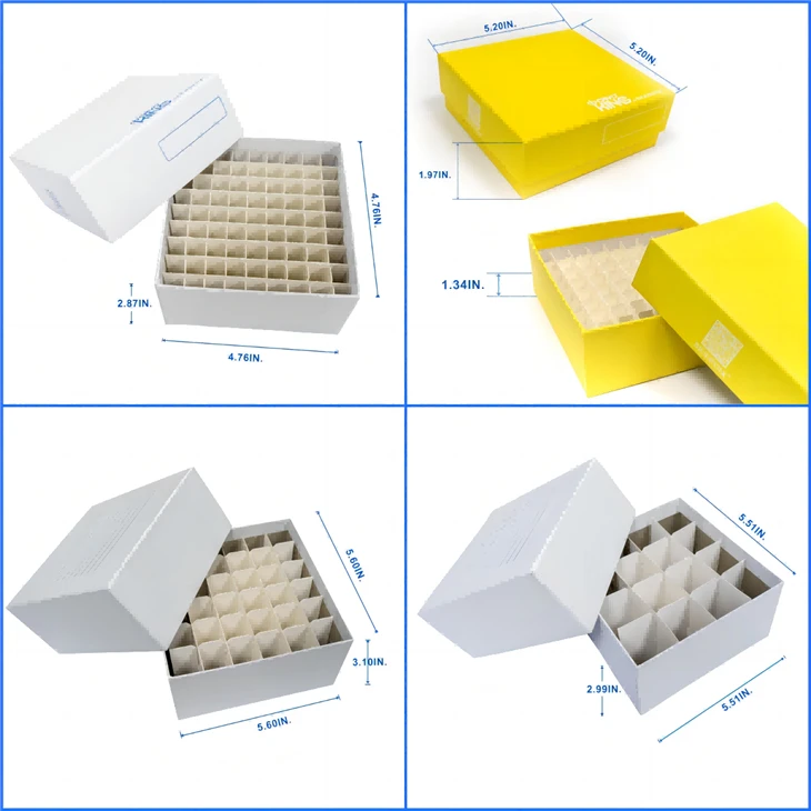 81-well And 100-well Cardboard Cryogenic Boxes Durable Cardboard With Superior White Outer Coating Premium Cardboard Freezer Boxes